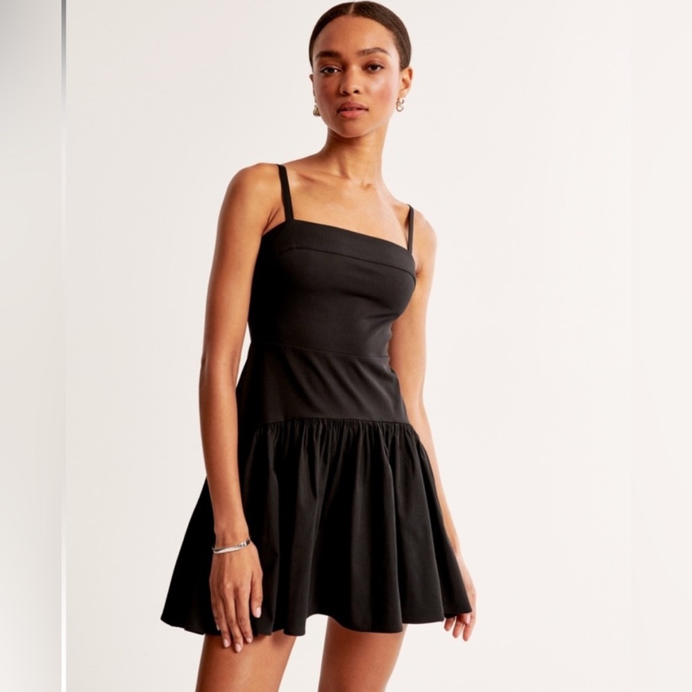 NWT Abercrombie & Fitch Drop waist black mini dress